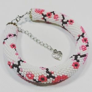 Handmade seed beads crocheted rope bracelet